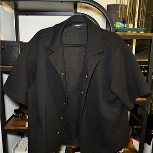 Fashion Nova Black Short Sleeve Shirt Jacket